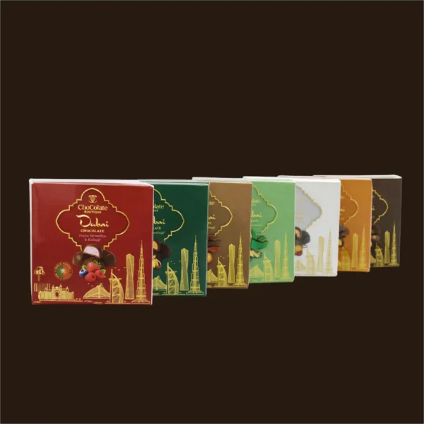 Coleção de bombons de chocolate do Dubai