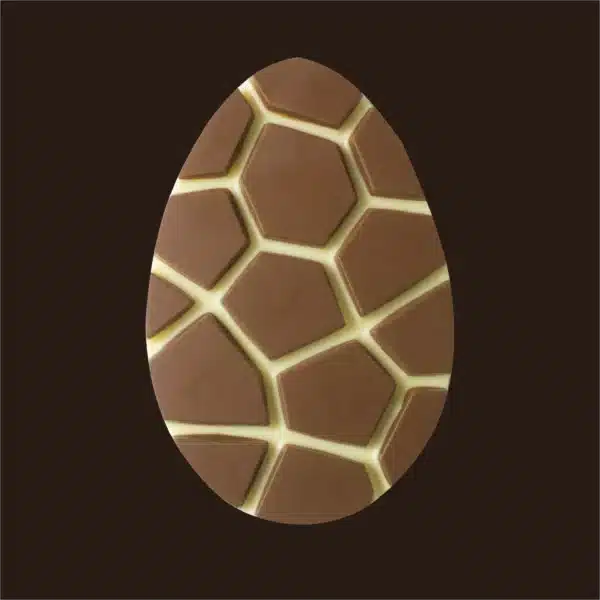 Tablete de chocolate de leite em formato de ovo.