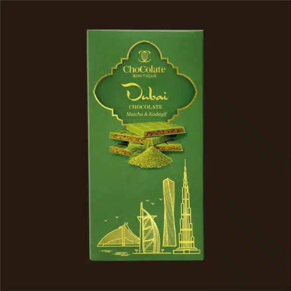 Tablete de chocolate de Dubai com Matcha