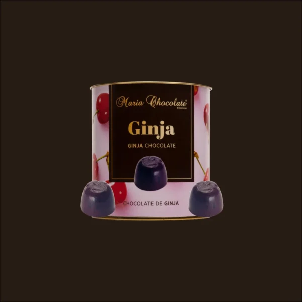 Lata de bombons de chocolate com recheio.