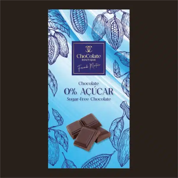 Tablete de chocolate sem açúcar.