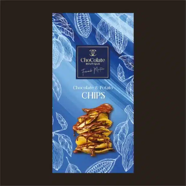 Tablete de chocolate com batata frita.