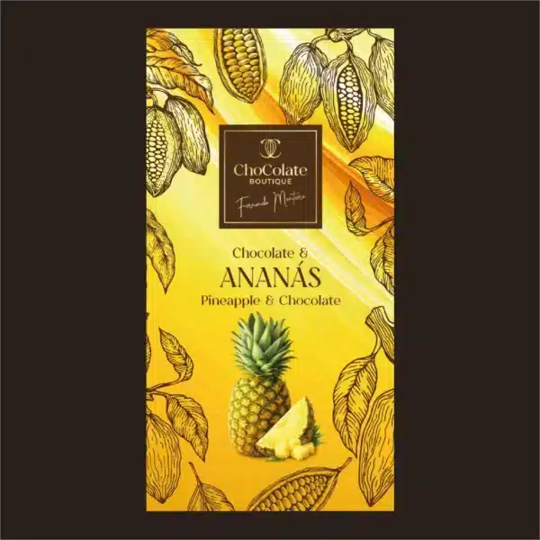 Tablete de chocolate e ananás.