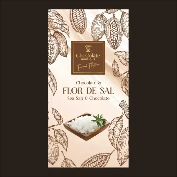 Tablete de chocolate e flor de sal.