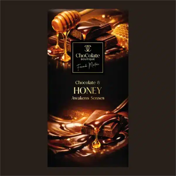 Tablete de chocolate e mel.