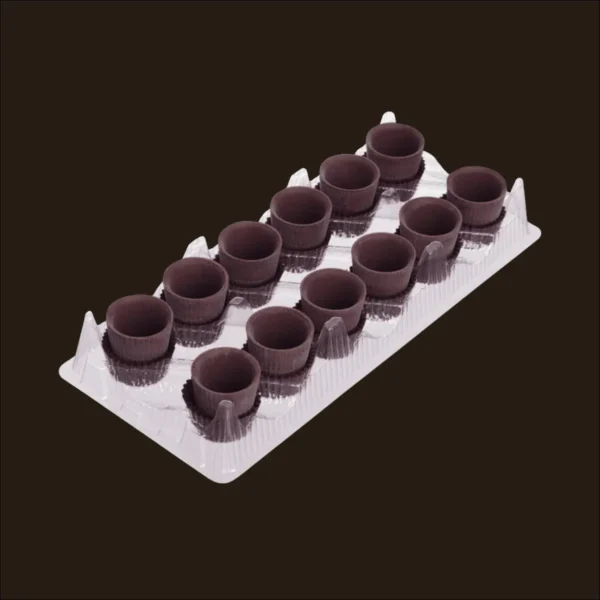 Pack de 12 copos de chocolate.