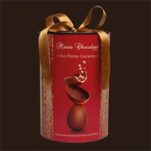 Ovo de chocolate com pérolas de Frutos Vermelhos.