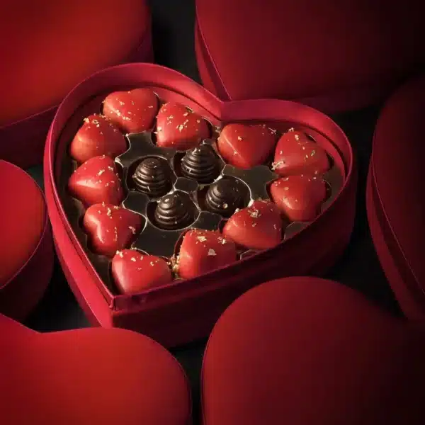 Caixa de bombons chocolate sortidos.