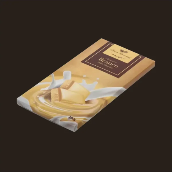 Tablete de chocolate branco.