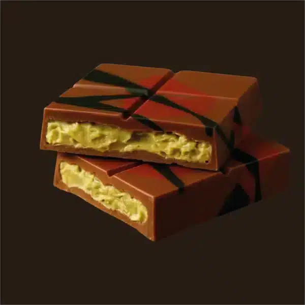 Tablete de chocolate com recheio de pisatchio.