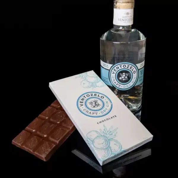 Tablete de chocolate com gin.