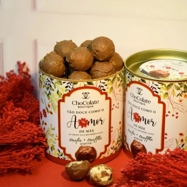 Lata de trufas de chocolate