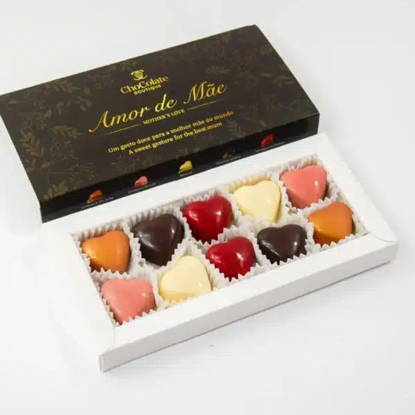 Caixa de bombons com recheio.