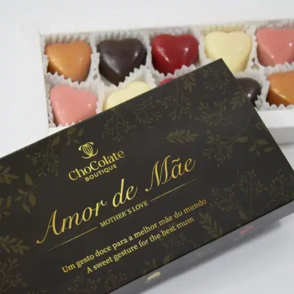 Caixa de bombons com recheio.