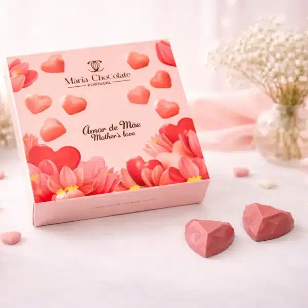 Caixa de 9 bombons de chocolate.