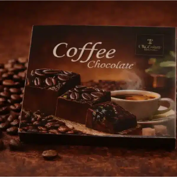 Caixa de bombons de chocolate com recheio.