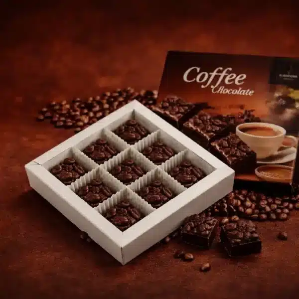 Caixa de bombons de chocolate com recheio.