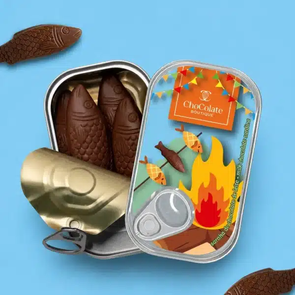 Lata de sardinhas de chocolate