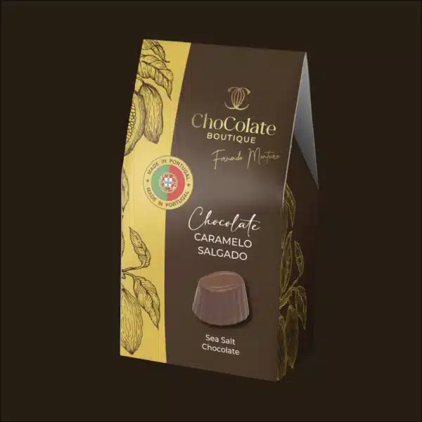 Bombons de chocolate de leite com caramelo salgado.