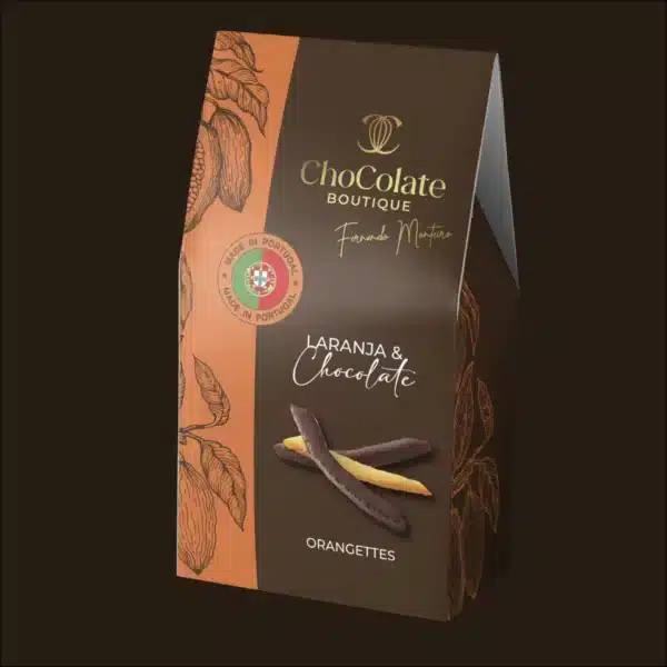 Caixa de laranja com chocolate